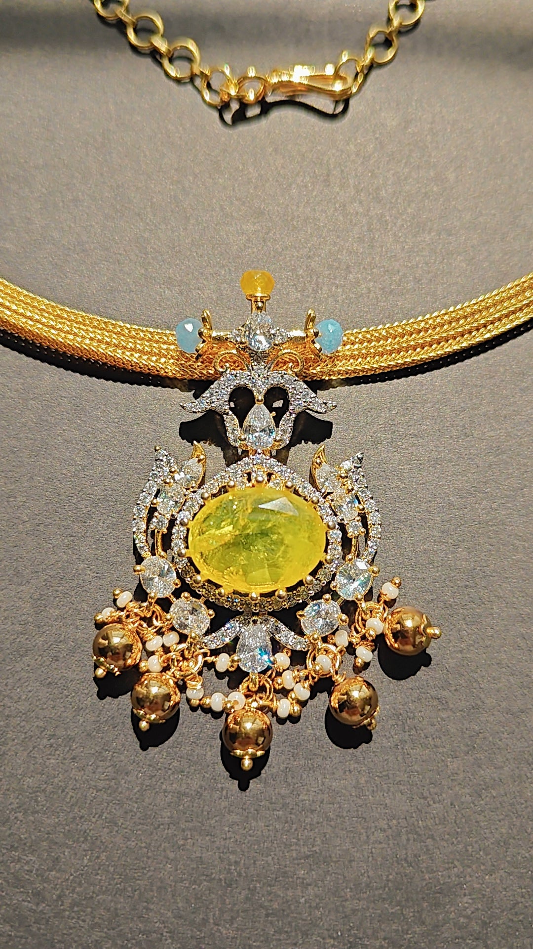 CZ Choker with Yellow Stone