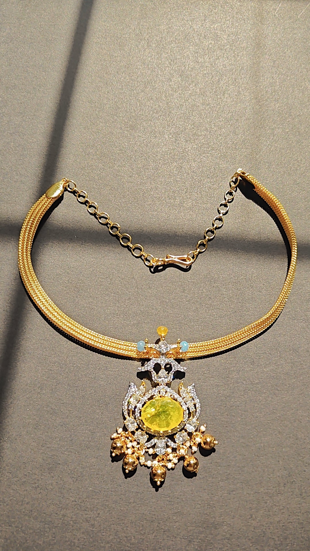 CZ Choker with Yellow Stone