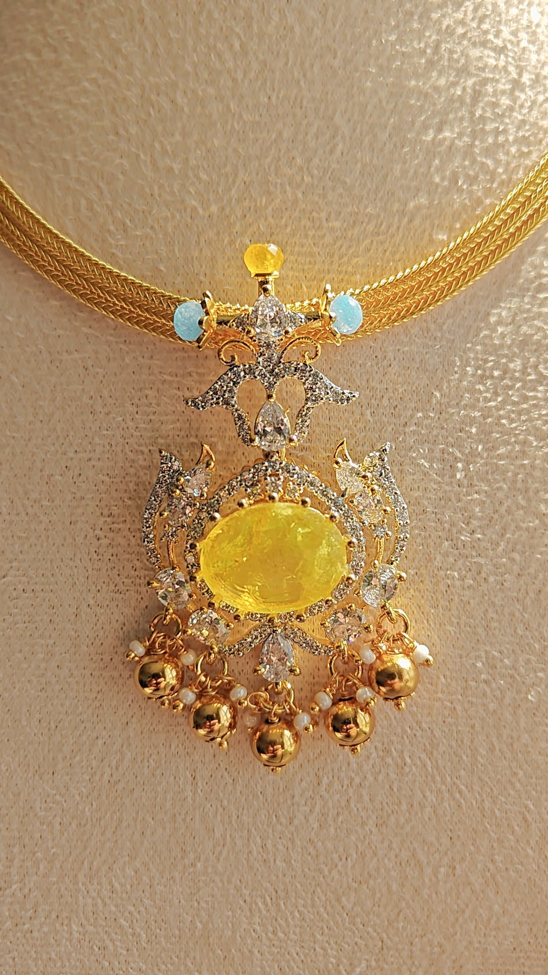 CZ Choker with Yellow Stone