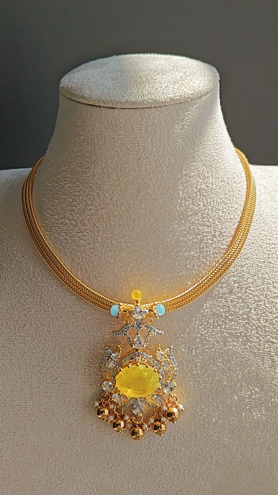 CZ Choker with Yellow Stone