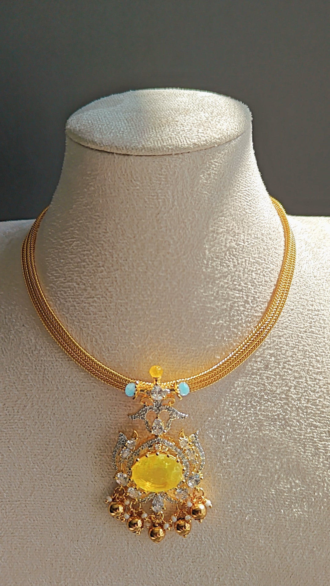 CZ Choker with Yellow Stone