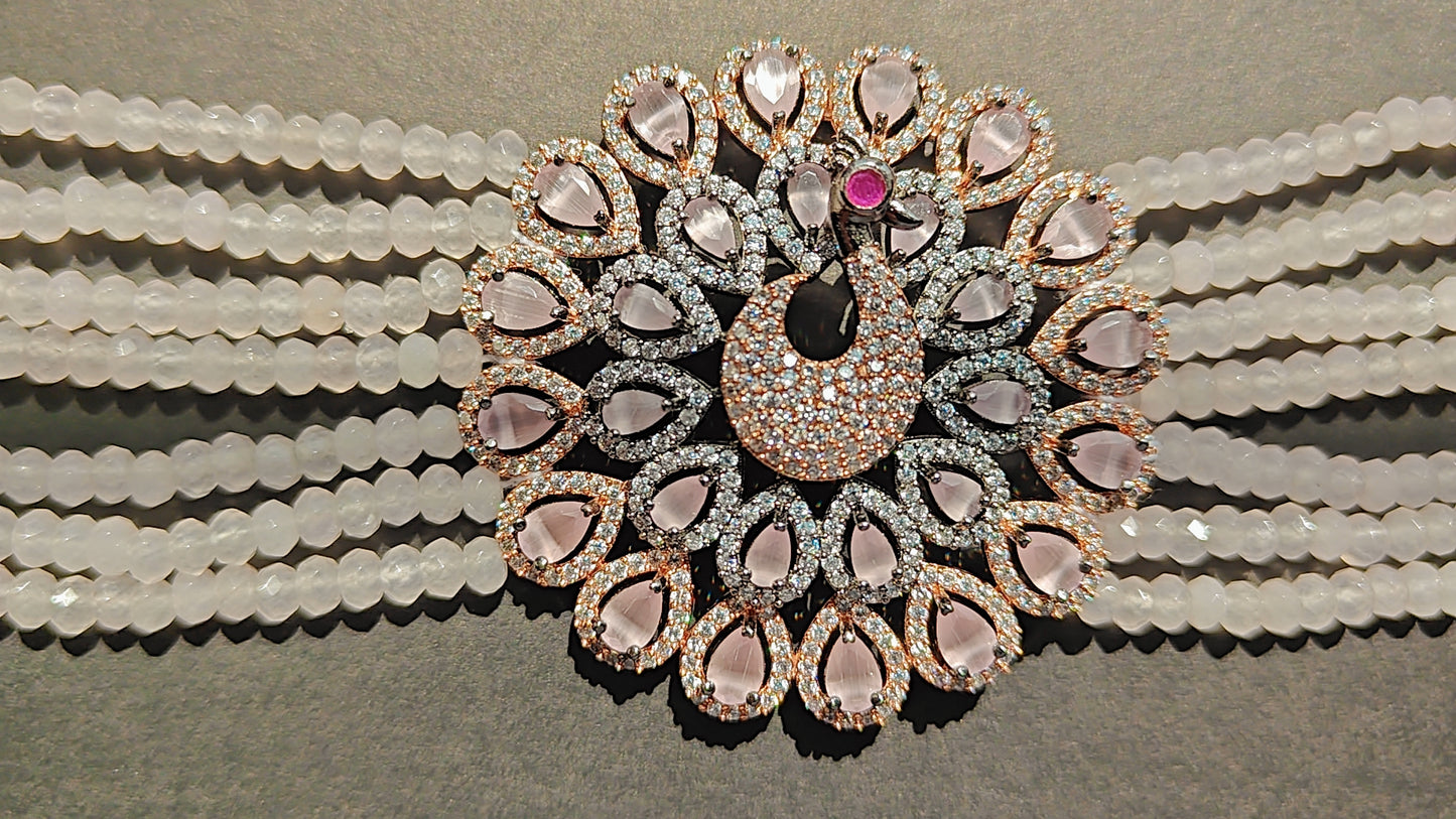 CZ Choker Set with Beads & Victorian Style