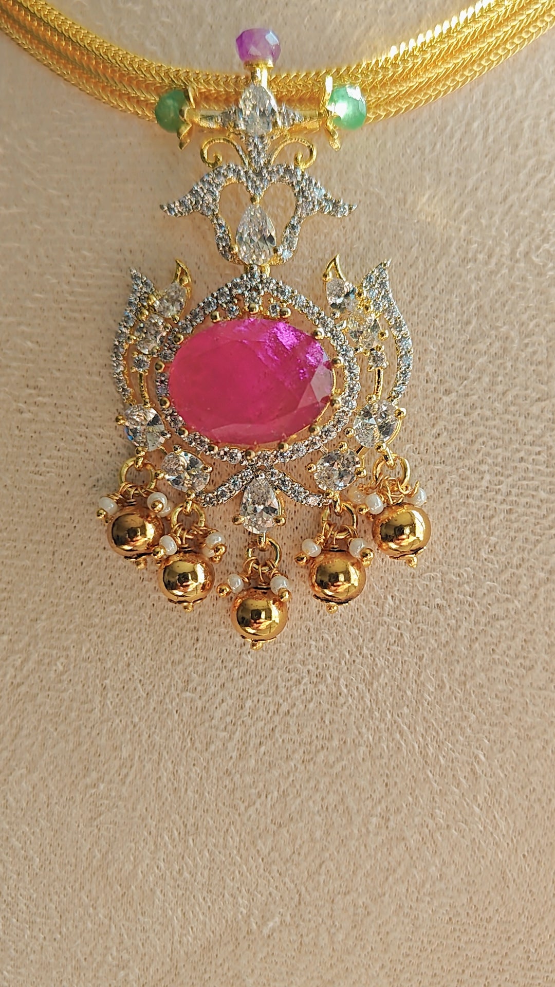 CZ Choker with Pink Stone