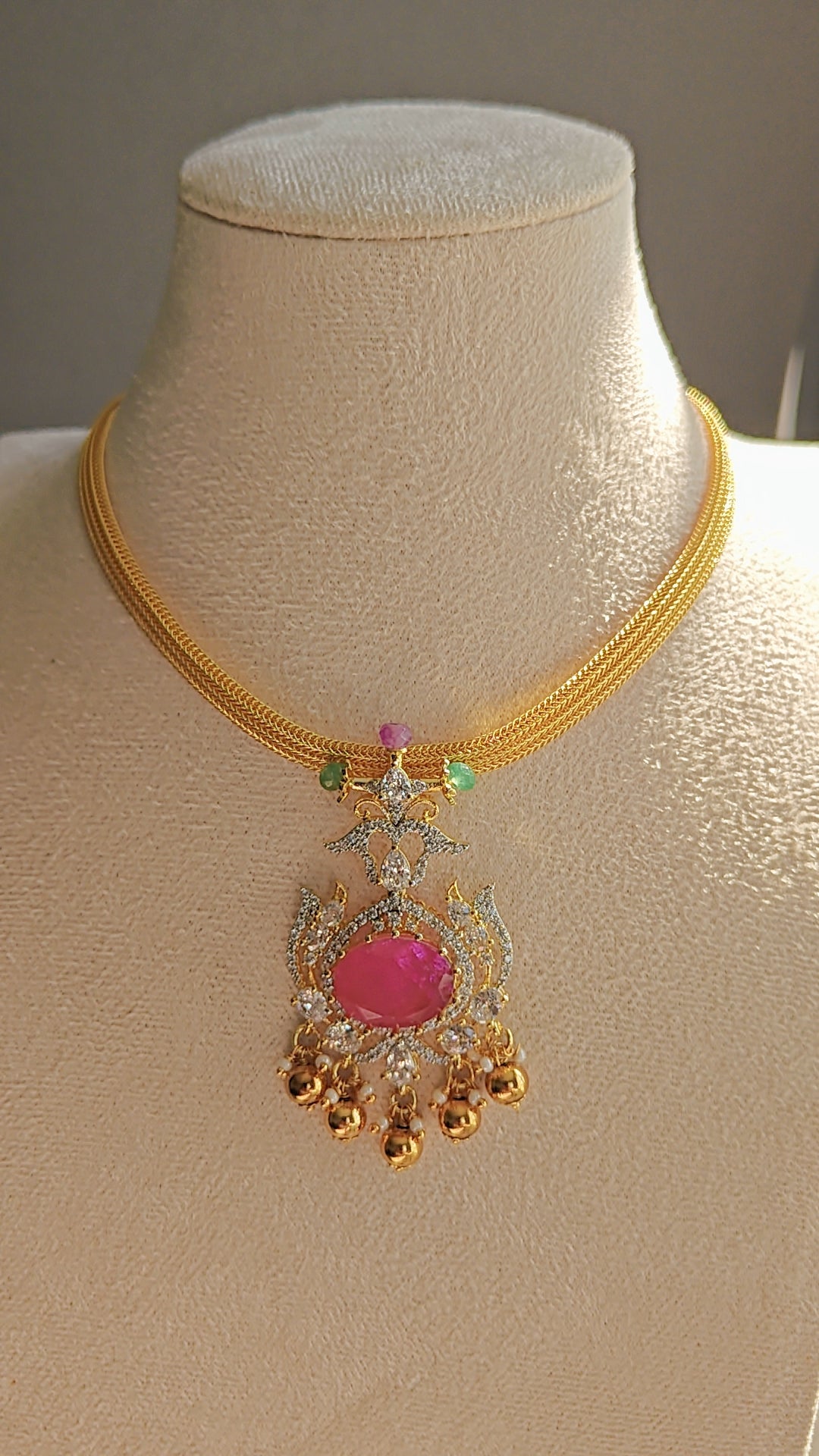 CZ Choker with Pink Stone