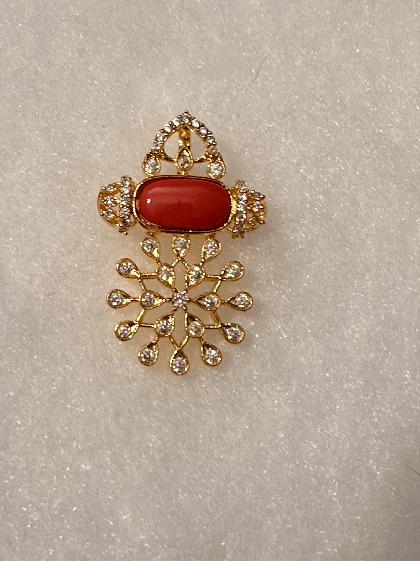 Coral & Diamond Pendant