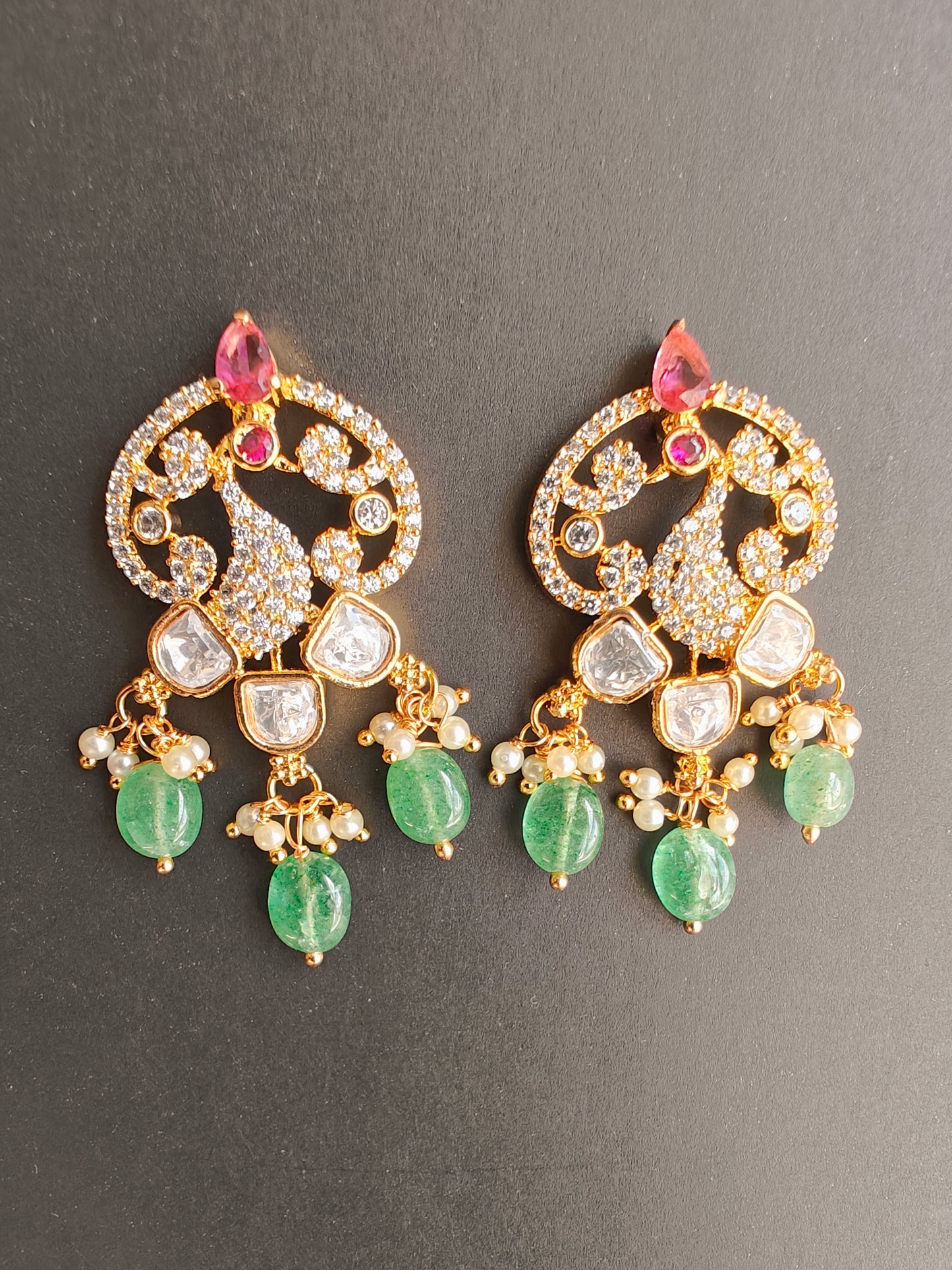 Premium Ethnic Moissanite Kante Necklace Set with Earrings