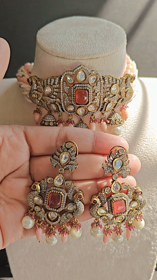 Polki Victorian Beads Choker Set