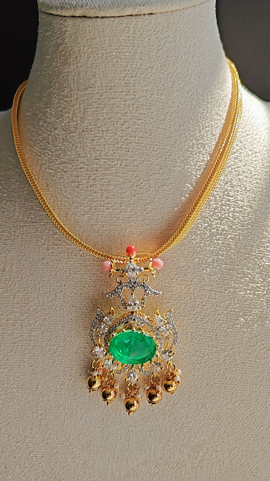 CZ Choker with Green Stone