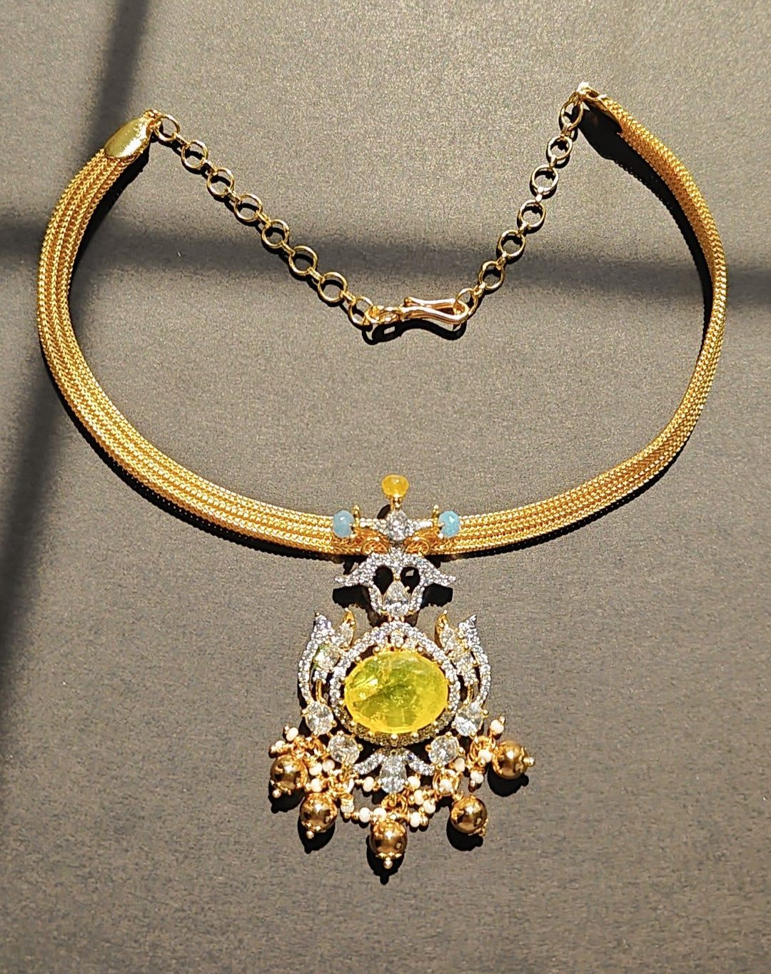 CZ Choker with Yellow Stone