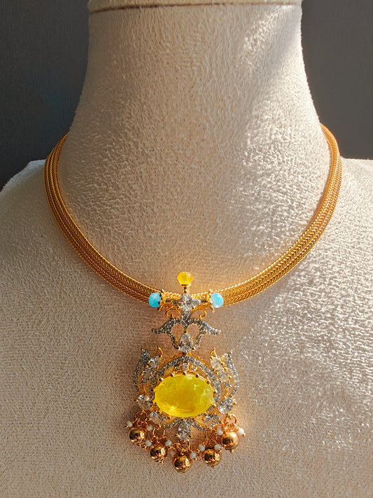 CZ Choker with Yellow Stone