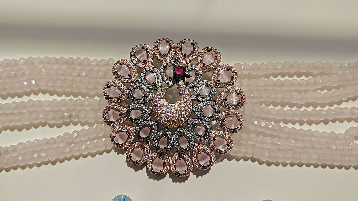 CZ Choker Set with Beads & Victorian Style