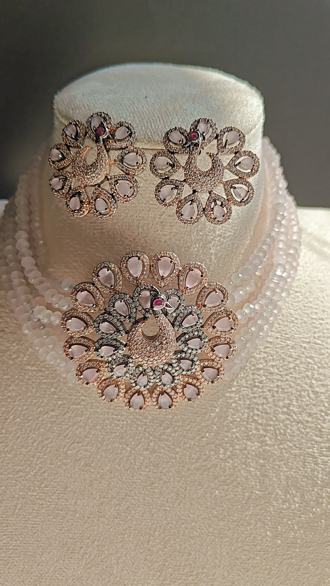 CZ Choker Set with Beads & Victorian Style