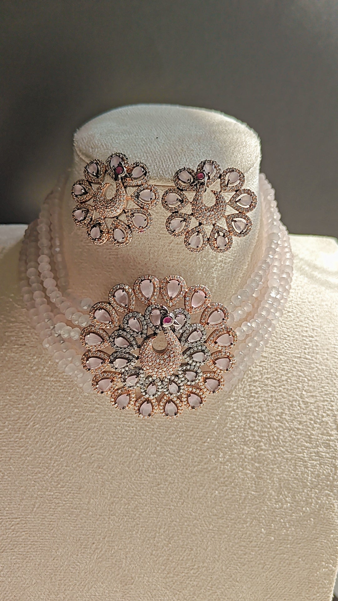 CZ Choker Set with Beads & Victorian Style