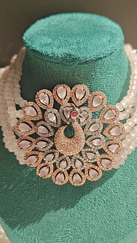 CZ Choker Set with Beads & Victorian Style