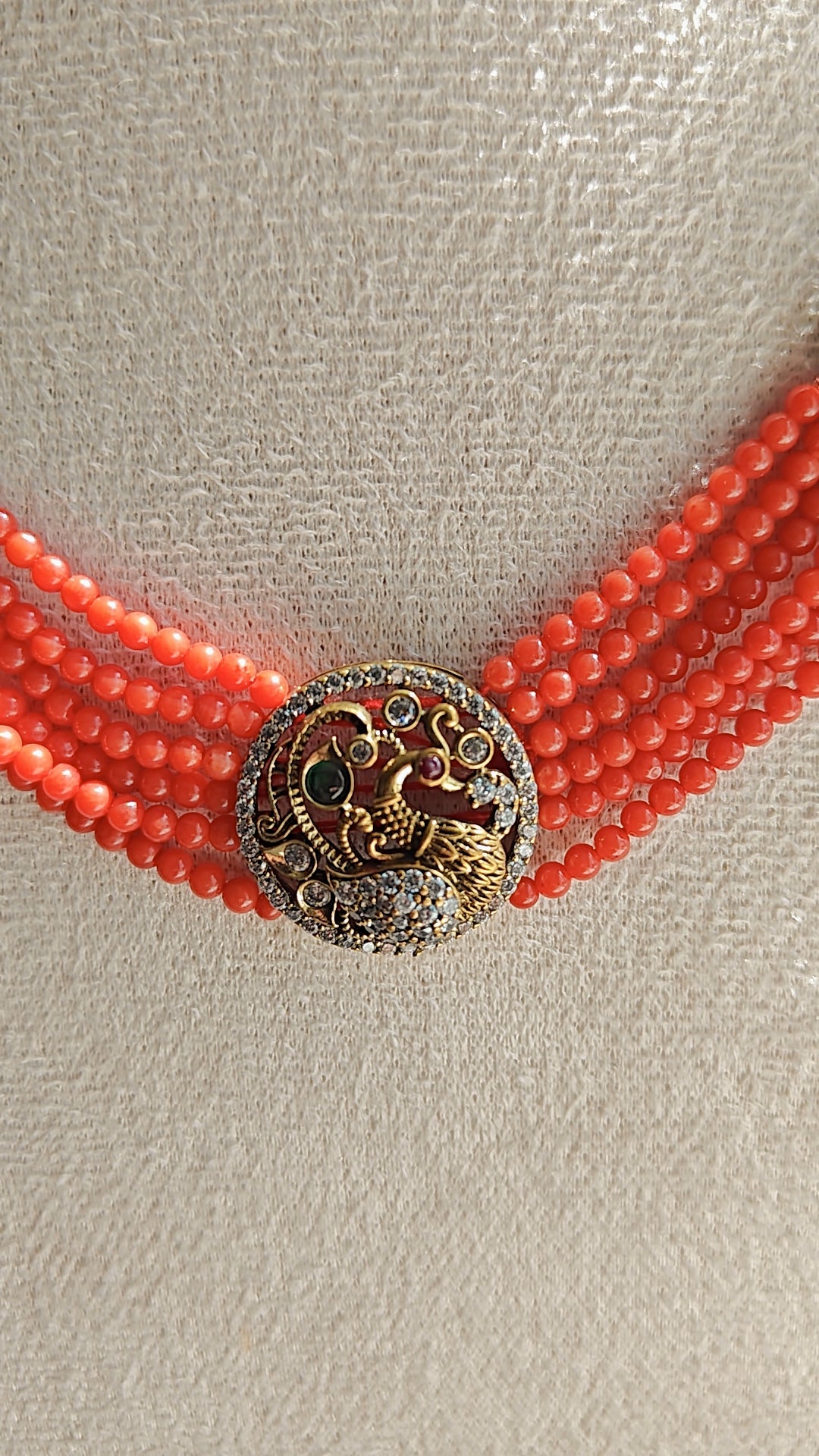 Coral CZ Antique Choker Set