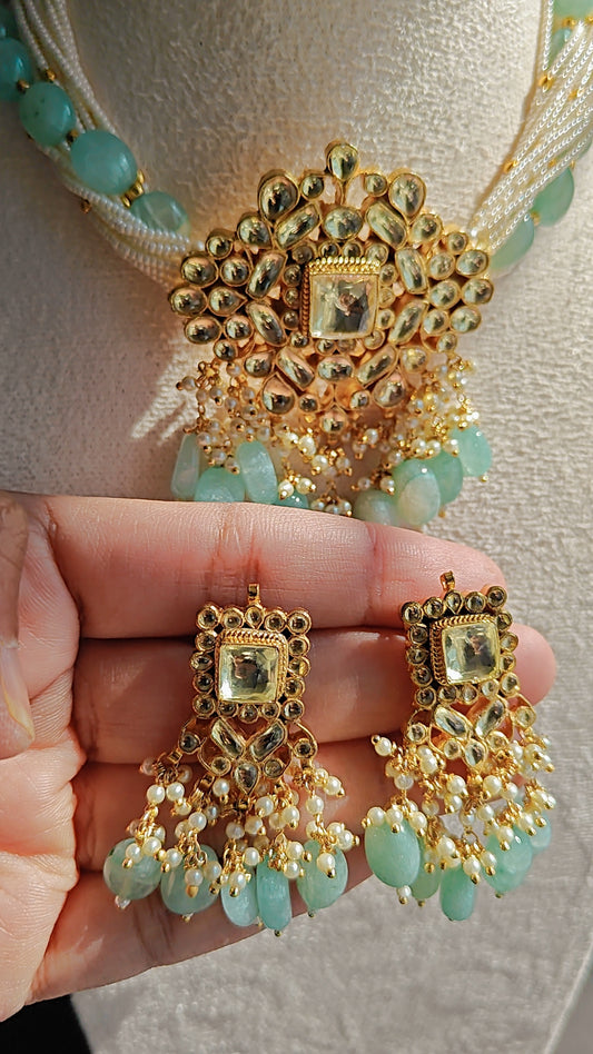 Polki Choker Set with Pearls & Beads