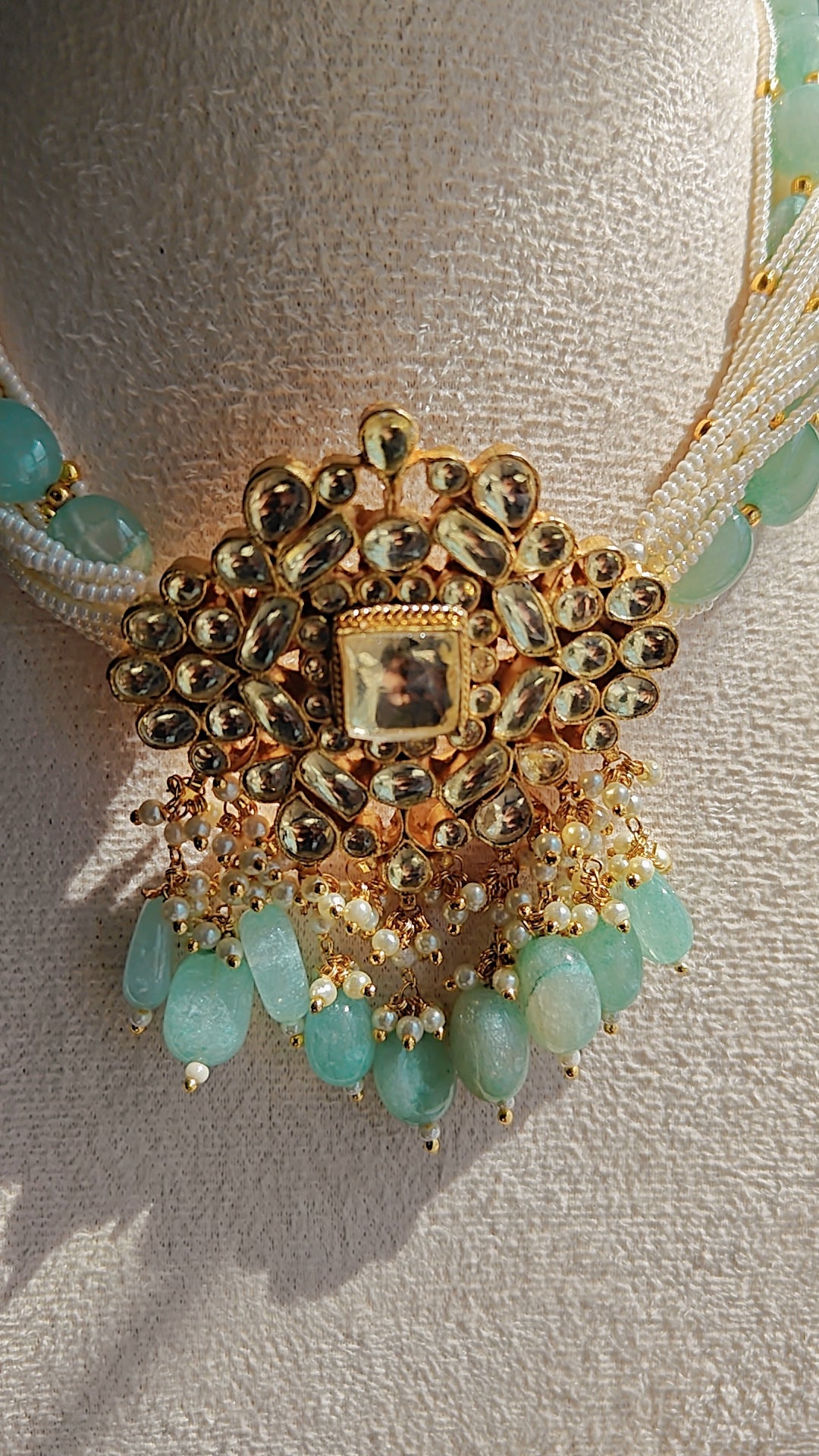 Polki Choker Set with Pearls & Beads