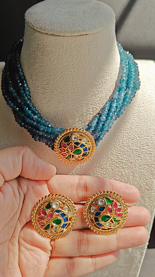Jadau Kundan Beads Choker Set