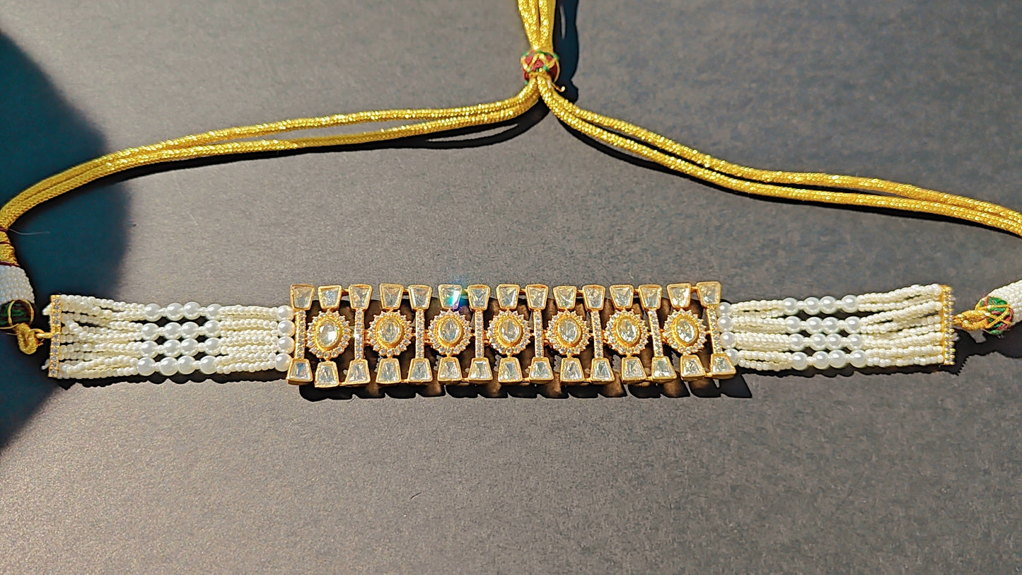 Moissanite Pearl Choker Set
