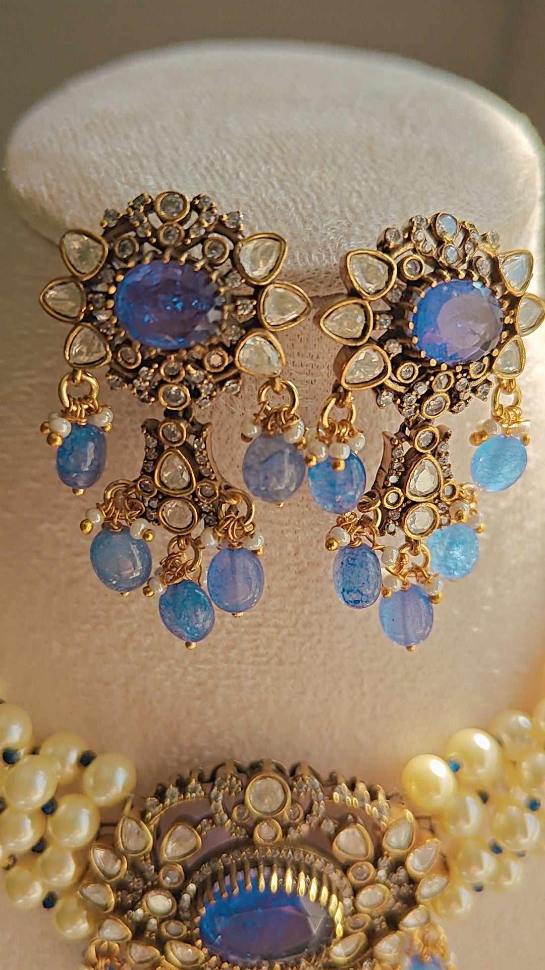 CZ Victorian Choker Set with Pearls