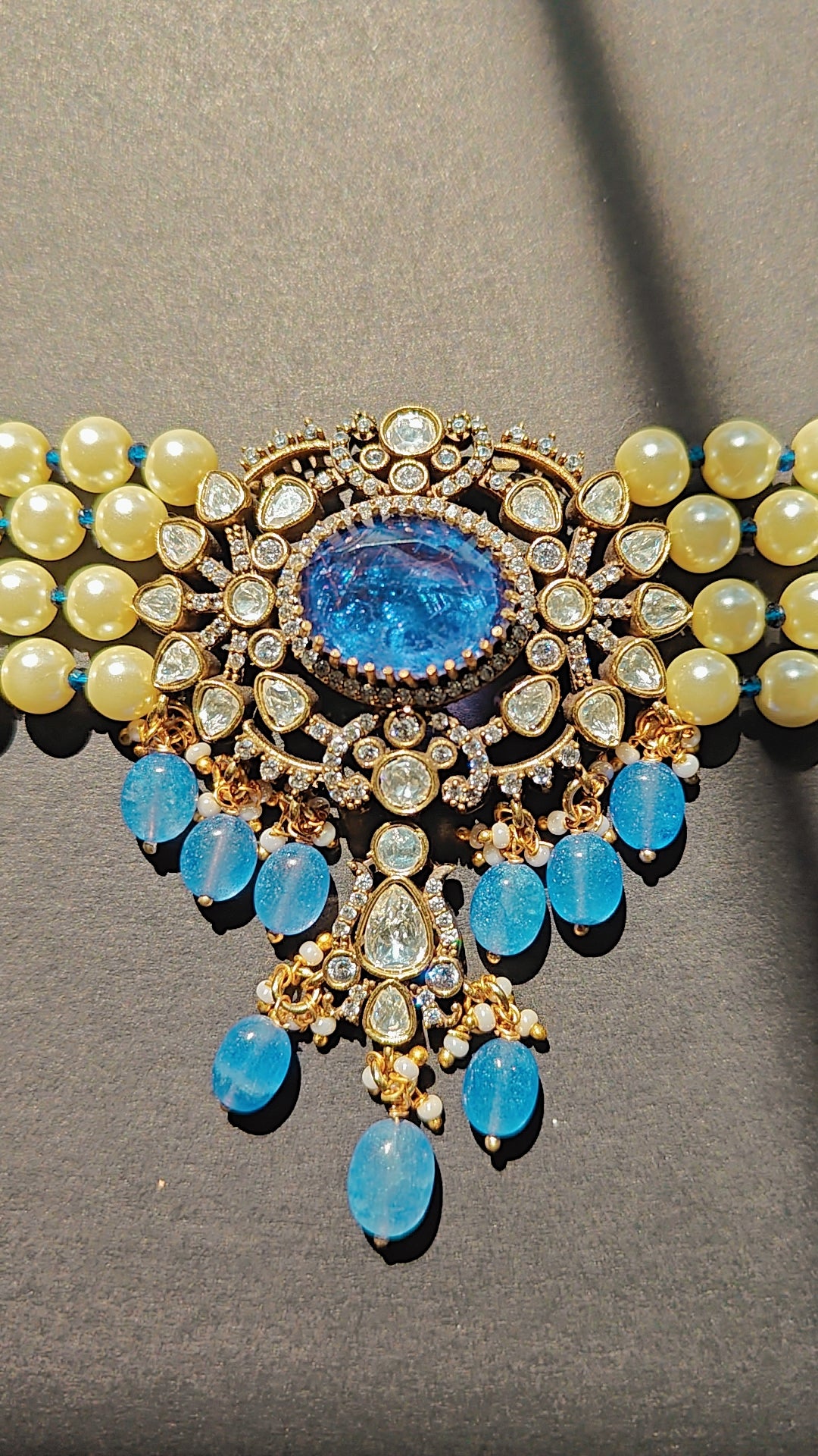 CZ Victorian Choker Set with Pearls