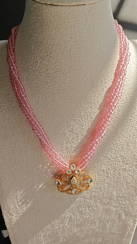 CZ Choker with Pink Beads