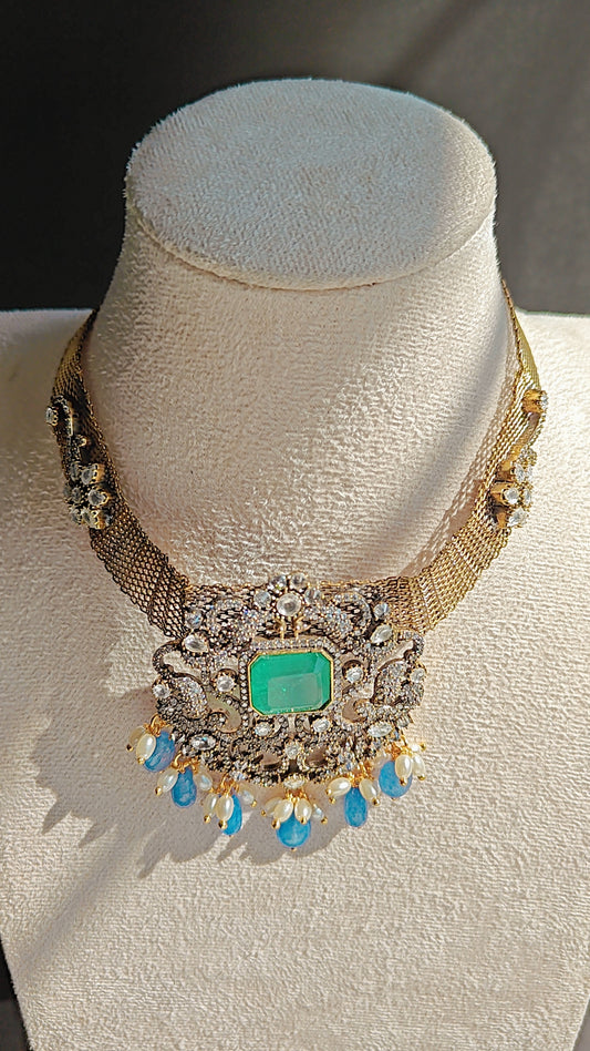 CZ Victorian Pearl Choker Set
