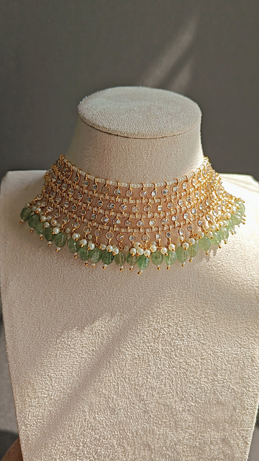 Polki Choker Set with Pearls and Beads