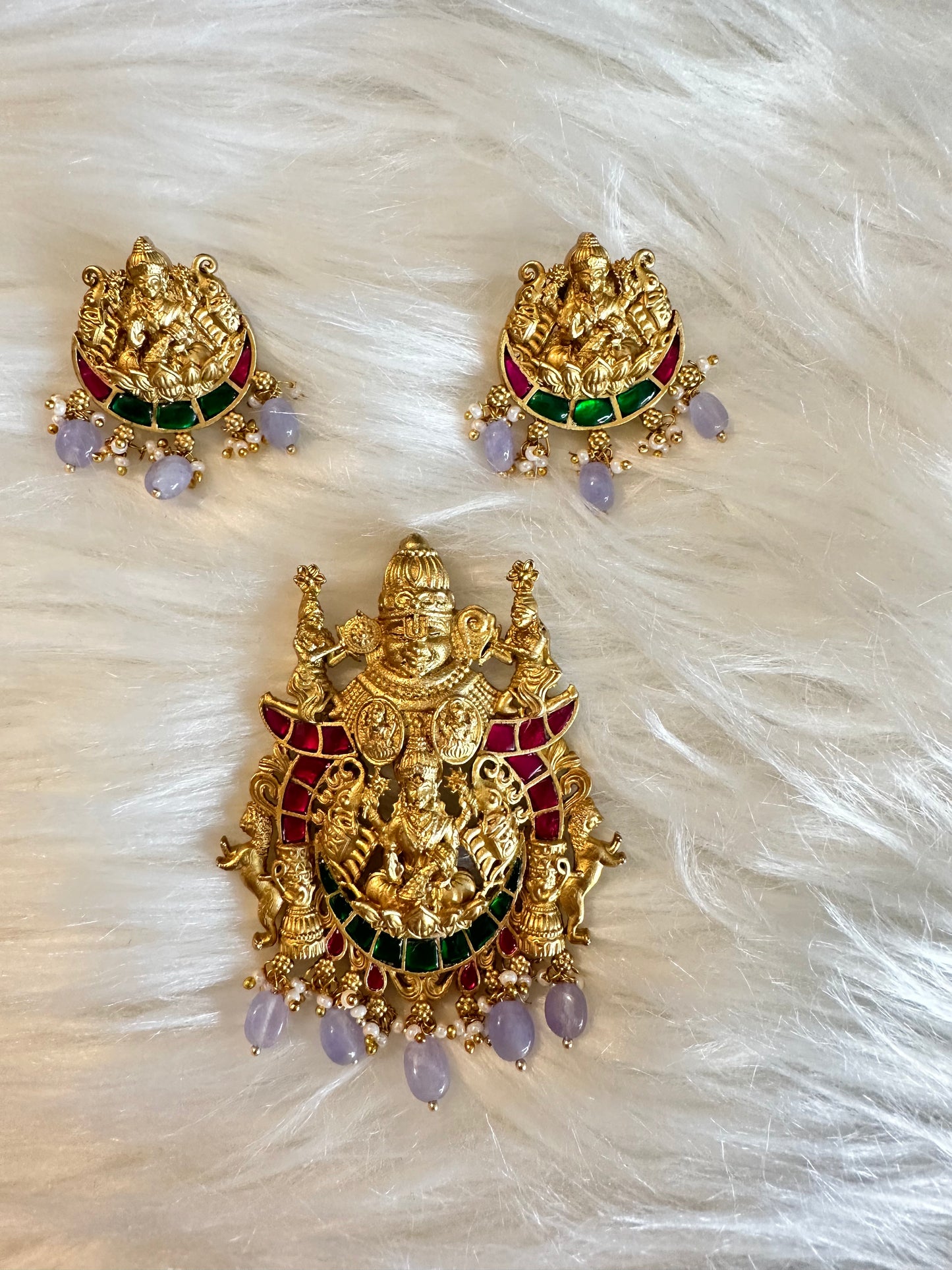 Lakshmi Balaji Tanzanite Pendant Set