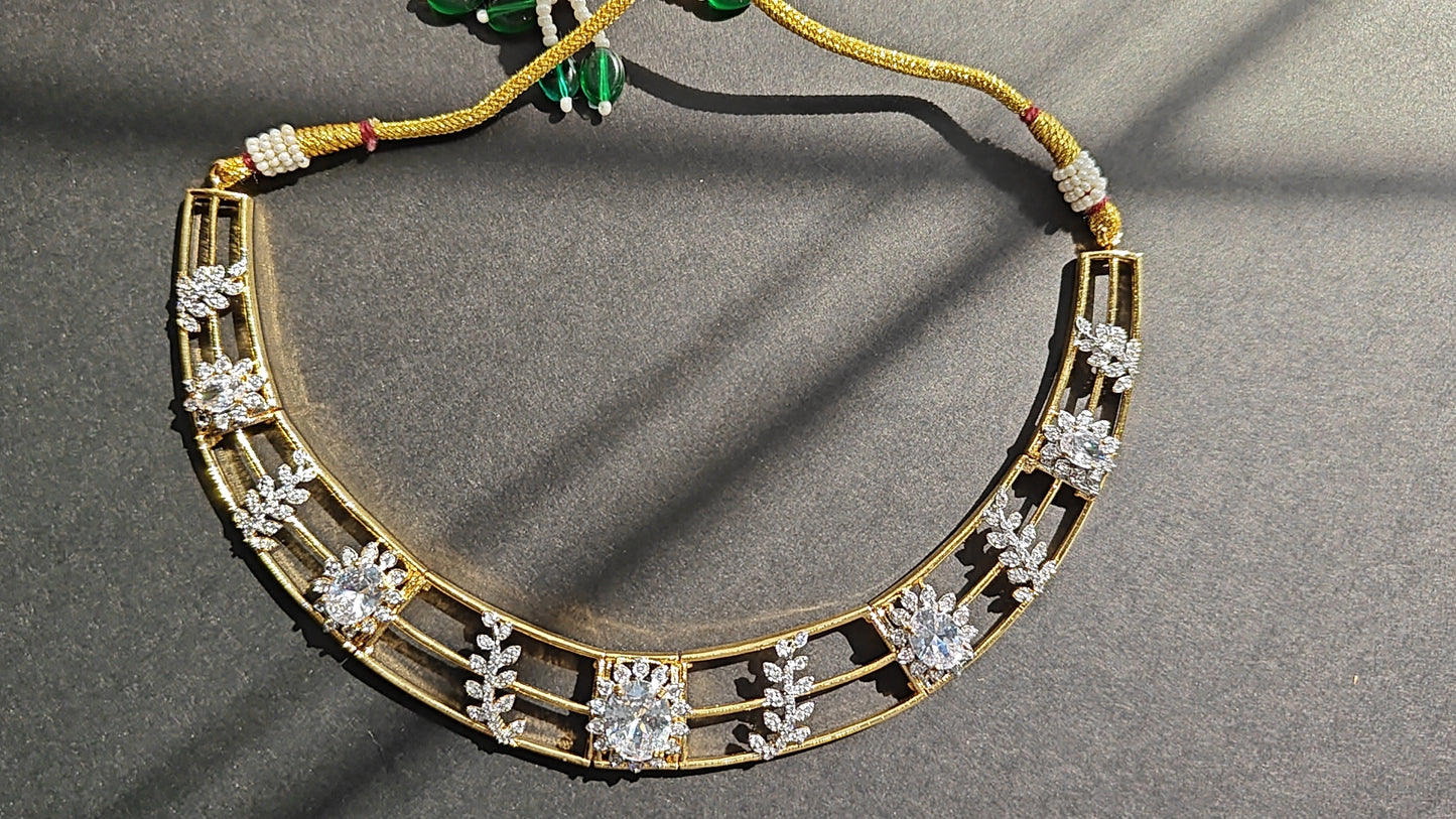 CZ Kante with White Stones – With Earrings
