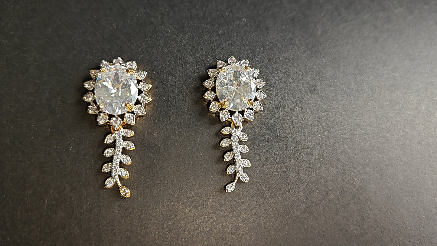 CZ Kante with White Stones – With Earrings